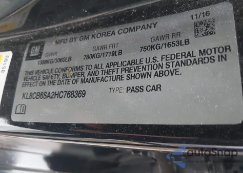 2017 Chevrolet Spark Ls Cvt z USA, uszkodzony, nr VIN KL8CB6SA2HC768369